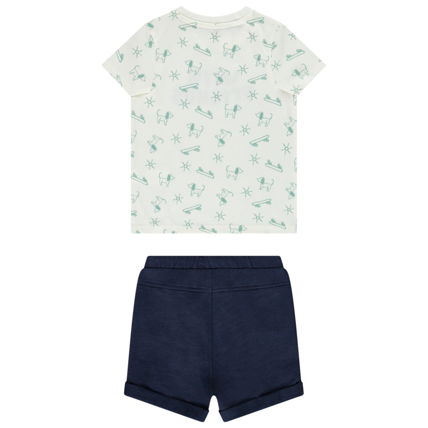 Ensemble de plage en molleton t-shirt imprimé chiens + short pour bébé garçon 