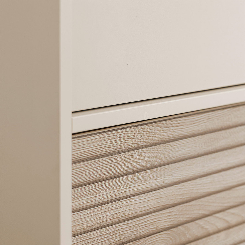 Armoire 2 portes et 1 tiroir Tiny Eefje Cashmere Beige/Groovy Chêne 