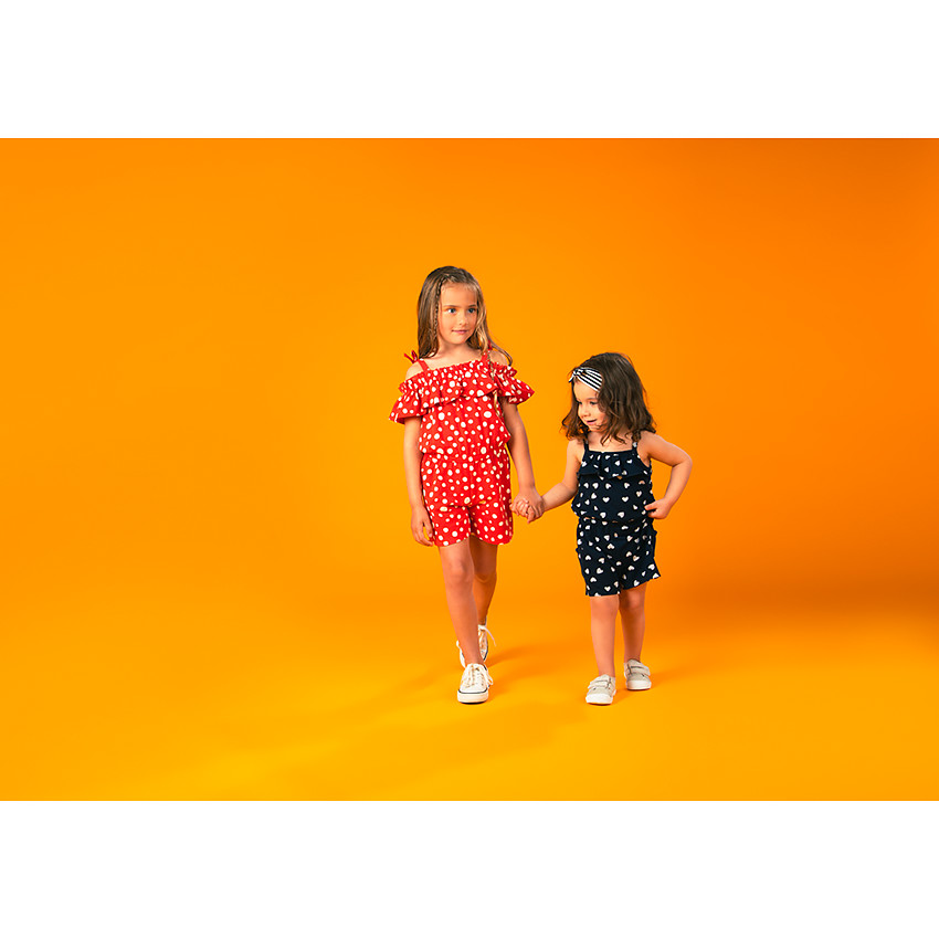 Combinaison courte imprimé coeurs pour bébé fille 