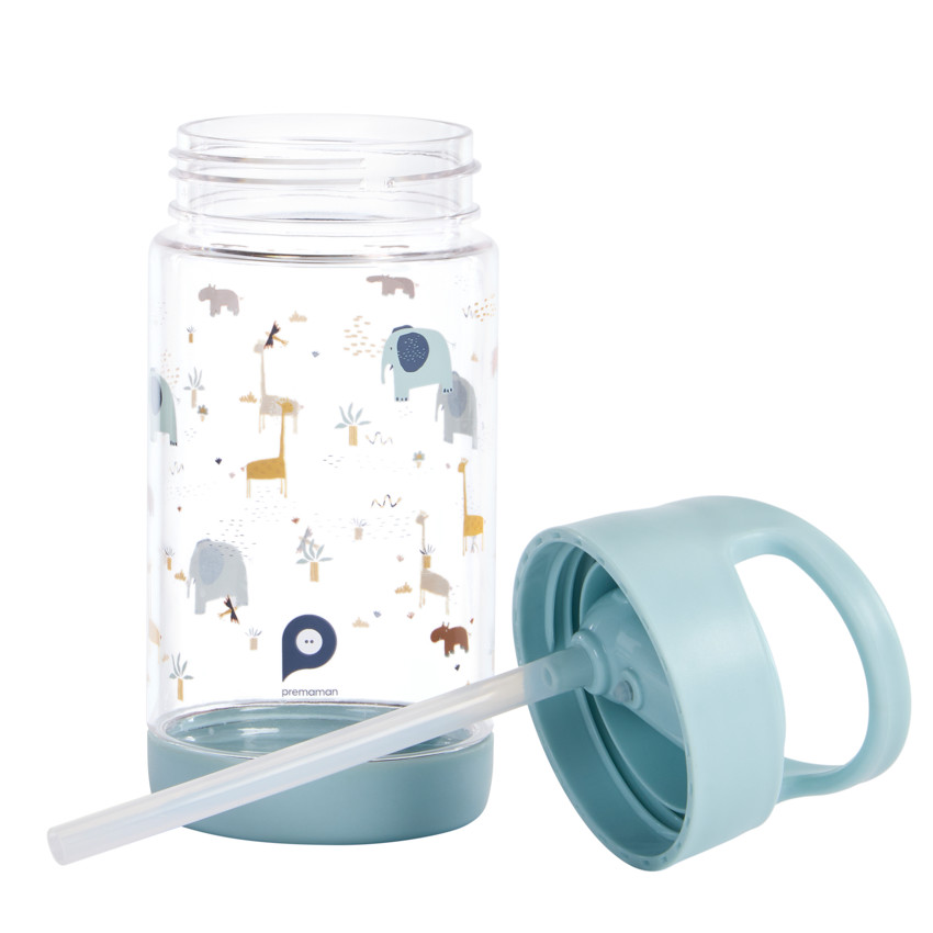 Drinkfles transparant met opvouwbaar rietje 400ml Savane 