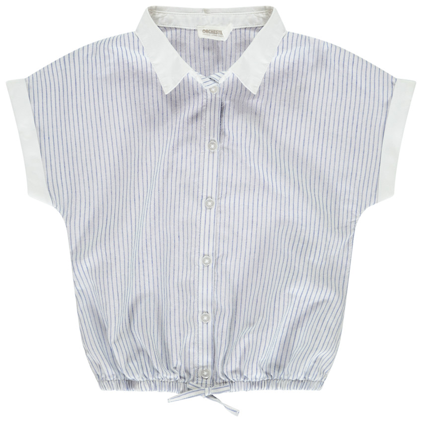 Chemisier manches courtes rayé à nouer pour fille 