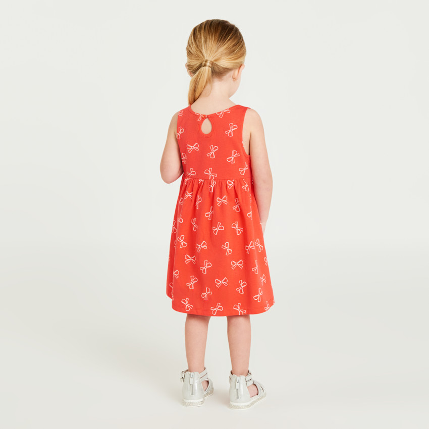 Zomerse jurk zondermouwen met knoopprint voor meisjes 