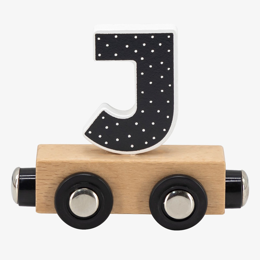 Lettre "J" en bois pour train coloré 