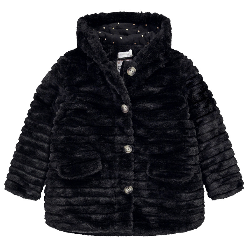 Manteau à capuche en fausse fourrure pour fille 