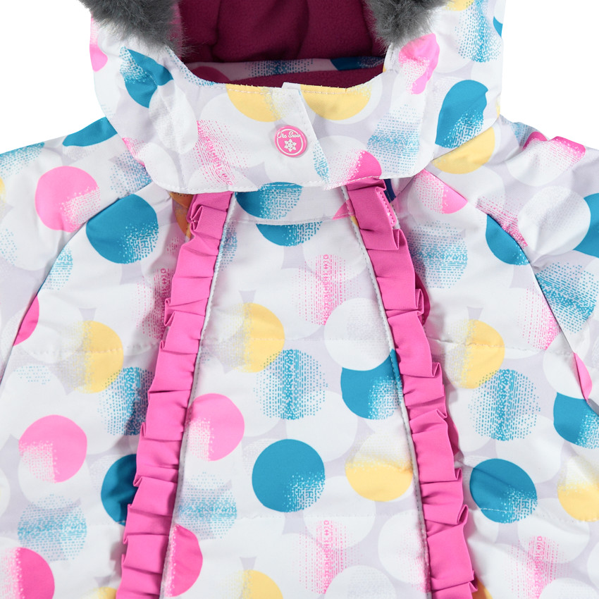 Skipak met contrasterende stippen en namaakbont 