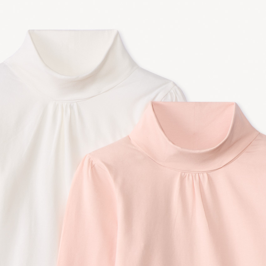 Lot de 2 sous-pulls unis à col roulé pour fille 