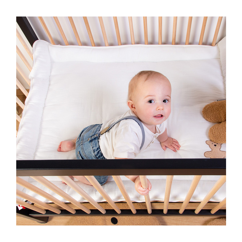 Park 97 in hout + wielen - Zwart/Natuur kleur 