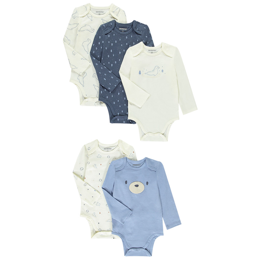 Set van 5 fantasiebodies voor babyjongens met verschillende openingen 