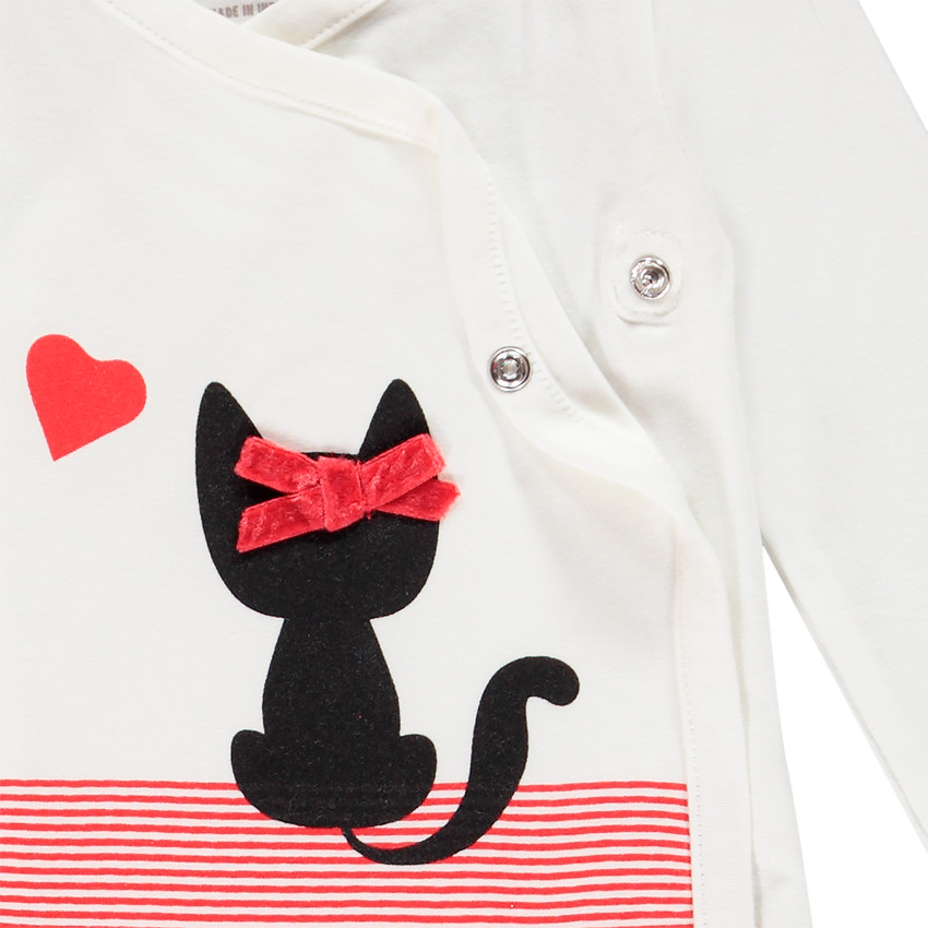 Set van 3 rompers met lange mouwen en poezenprint voor babymeisjes 