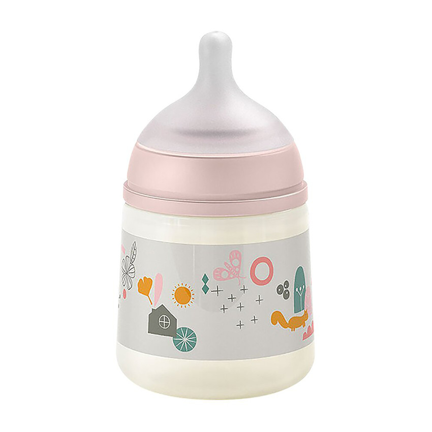 Zuigfles met symmetrische fopspeen SX Pro M 150 ml Walk in the Park Roze 