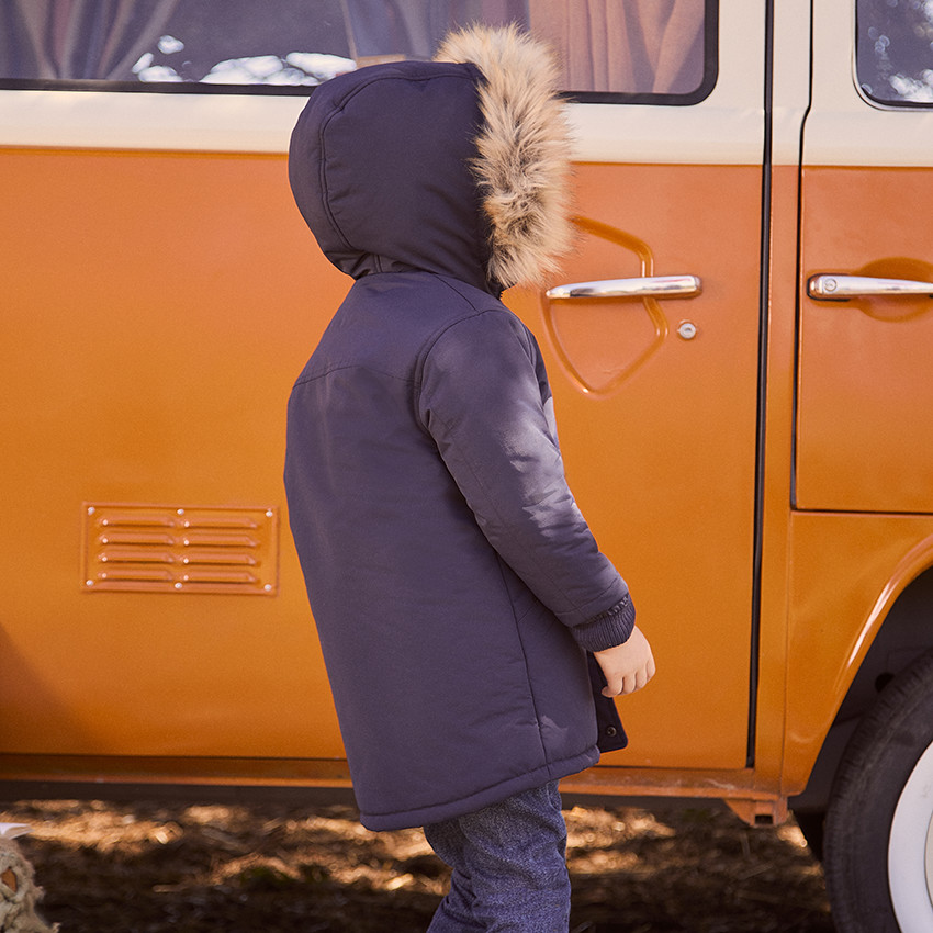 Parka à capuche avec fausse fourrure amovible pour garçon 