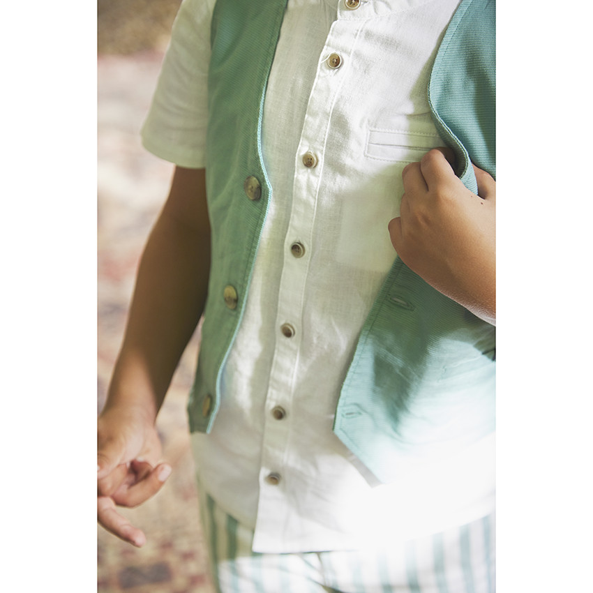 Korte mouwen effen hemd met mao-kraag voor jongens 