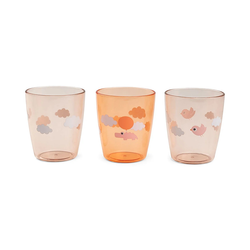 Lot de 3 mini verres Yummy Happy Clouds papaye 