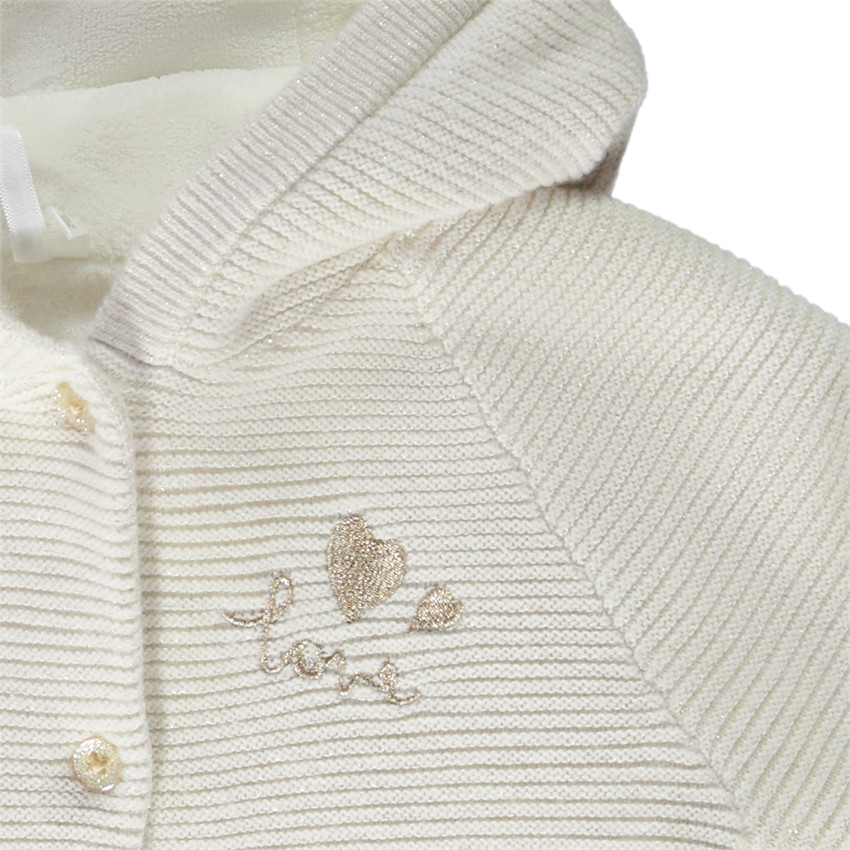 Gebreid vest in schuim steek met sherpa voering voor baby meisje 