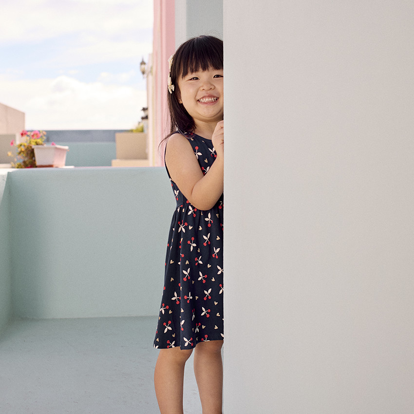 Zonder mouwen jurk met fantasieprint voor babymeisjes 