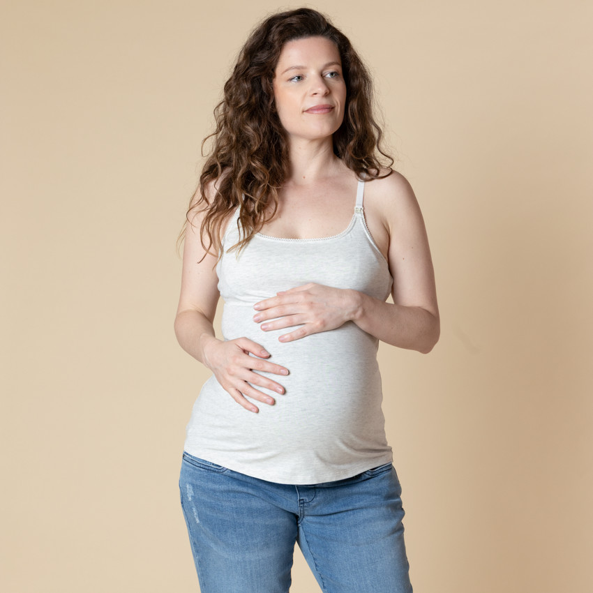 Effen voedingsshirt met geïntegreerde beha 