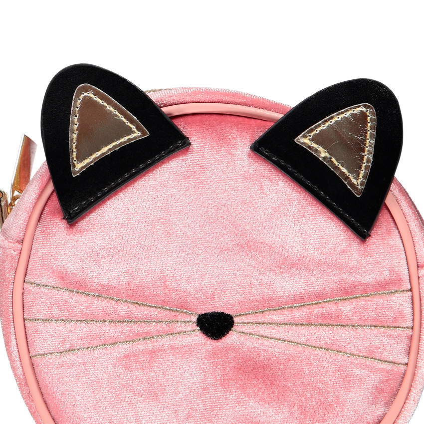 Sac bandoulière forme chat en velours pour enfant fille 