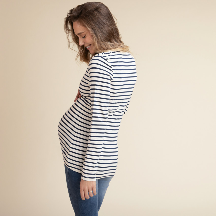 Zshosam T-shirt d'allaitement pour femme - Mode de maternité d'été - Sans  manches - Débardeurs d'allaitement - Rayé - Col rond