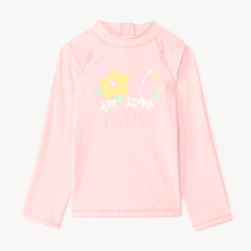 T-shirt met lange mouwen anti-UV SPF 50+ hibiscus print voor meisjes 