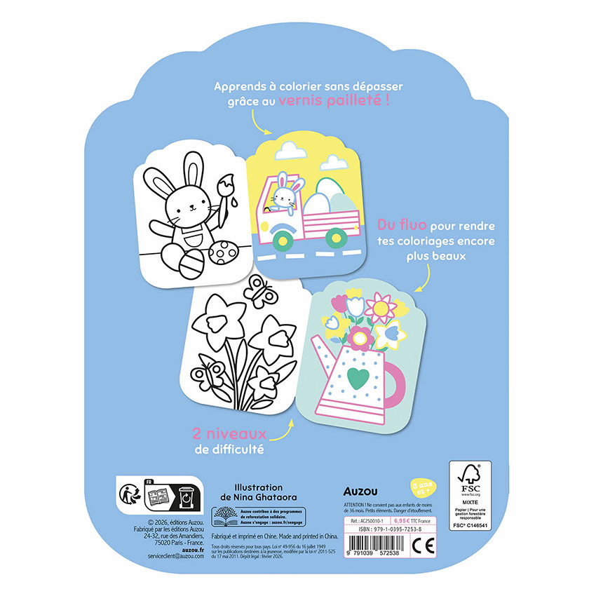 Boek FR Pasen "Je colorie dans dépasser" 3jaar+ Zonder tekst 