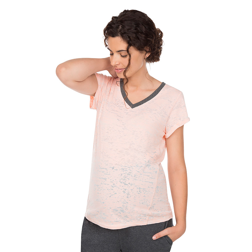 Homewear zwangerschapsshirt met korte mouwen en gebroken effect 