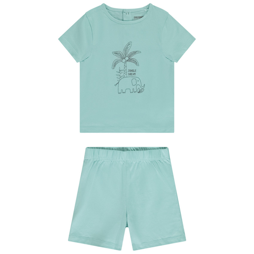 Set pyjama kort print olifant voor baby jongen 