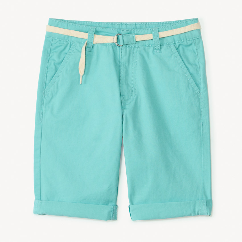 Bermuda uni en toile avec ceinture lacet garçon 