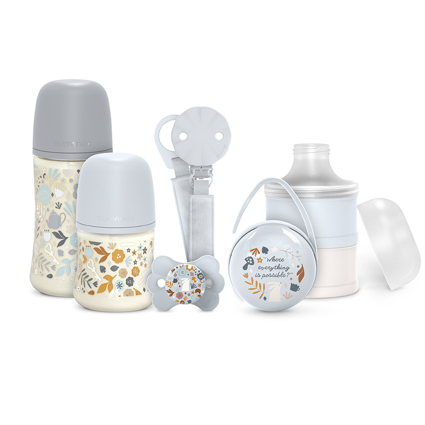 Coffret biberon Welcome Baby Wonderland bleu 