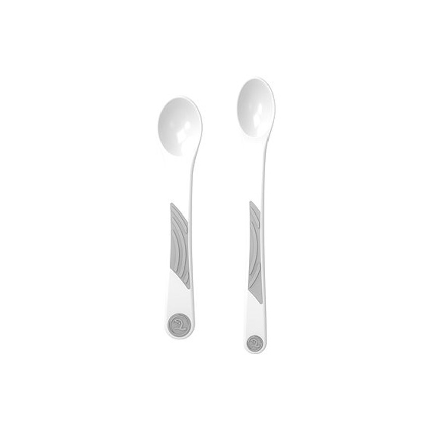 Lot de 2 cuillères droites 4M+ blanc 