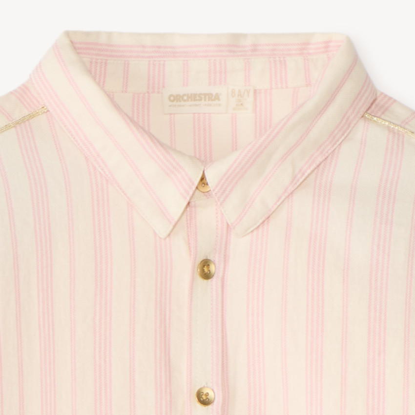 Meisjesblouse met lange mouwen in verticale strepen 
