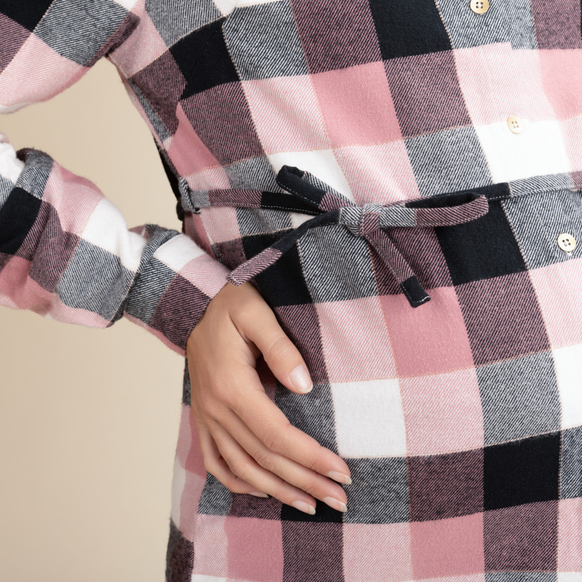 Chemise manches longues à carreaux pour femme 