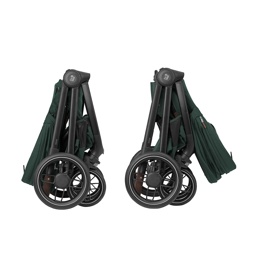 Oxford compacte kinderwagen twillic green met bruin kunstleder, all-terrain, omkeerbare zit, Maxi-Cosi 