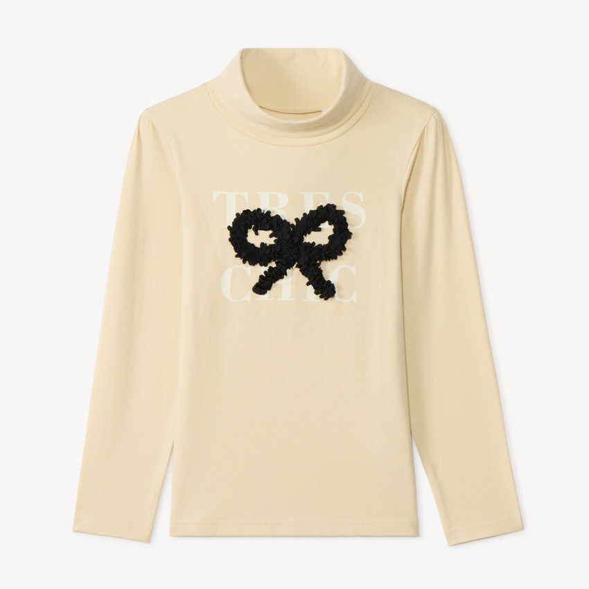 Ondertrui met coltrui en 3D bloemblaadjeknoop voor meisjes 