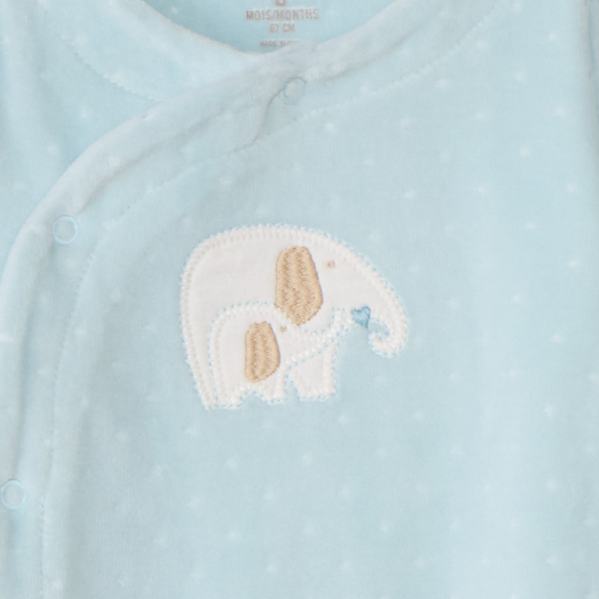 Dors-bien en velours dévoré patch éléphants pour bébé garçon 