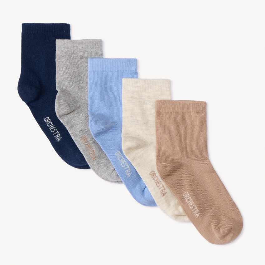 Lot de 5 paires de chaussettes unies pour garçon 