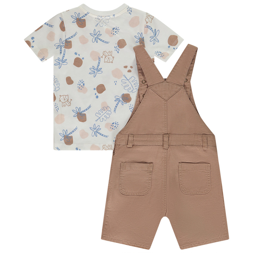 Ensemble 2 pièces avec salopette courte pour bébé garçon 