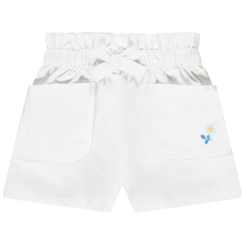 Short à poches en popeline unie pour bébé fille 