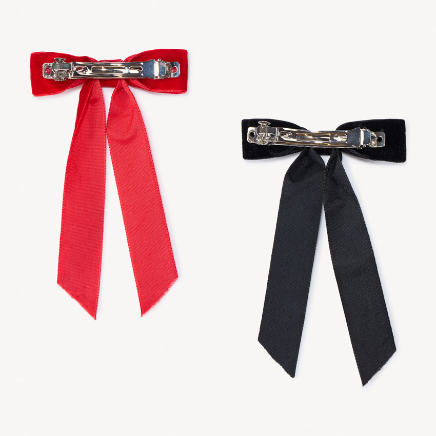 Lot de 2 barrettes nœuds en velours pour fille 