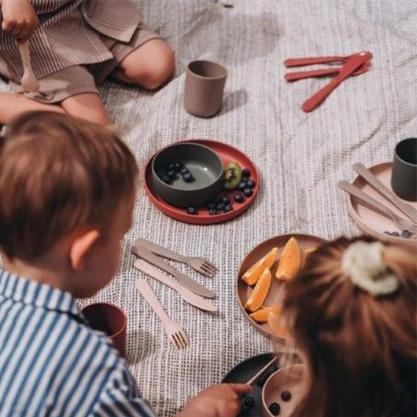 Set de 6 couverts Tiny Bioplastique – Rouge/Beige 