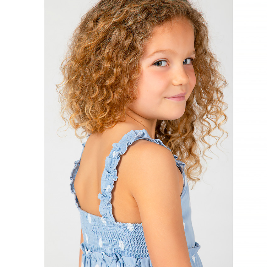 Robe longue volantée imprimé pois pour fille 