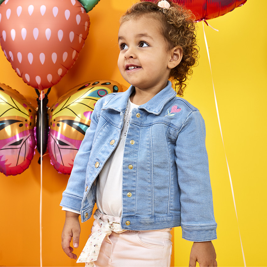 Rechtdoorlopende jeans met een gedrukte strikceintuur voor babymeisjes 