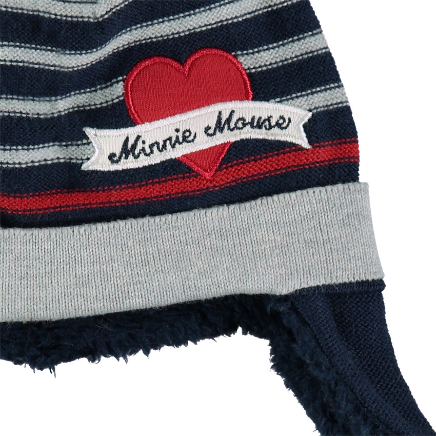 Tricotmuts gevoerd met sherpastof en met oorwarmers - Disney Minnie 