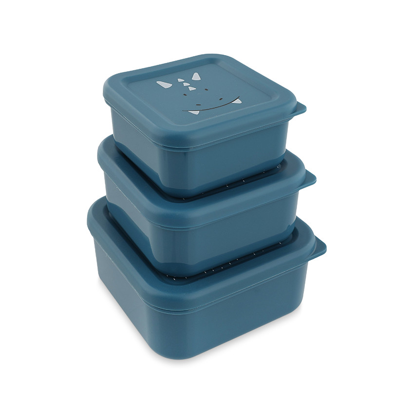 Lot de 3 lunchbox gigognes Mr. Triceratops bleu 