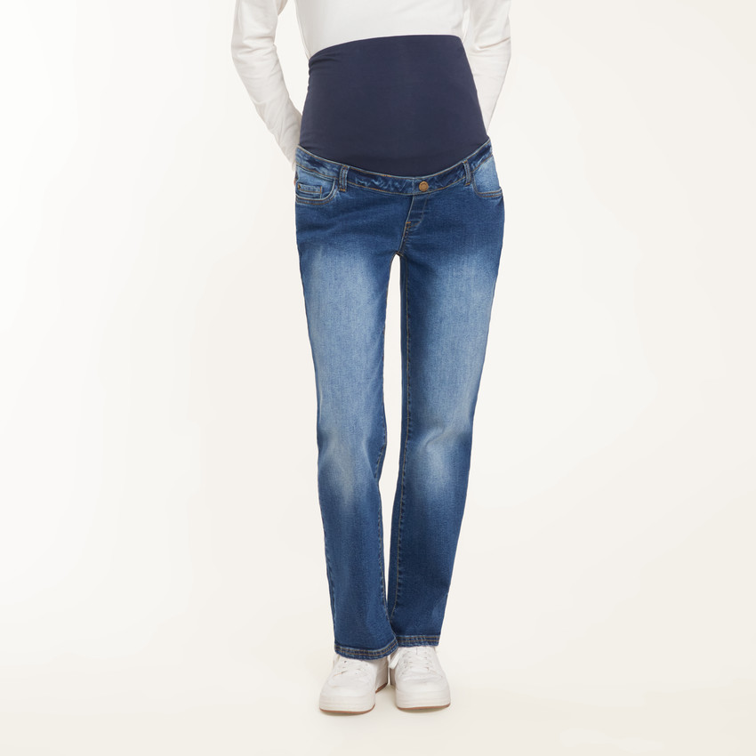 Jean straight de grossesse avec bandeau haut 