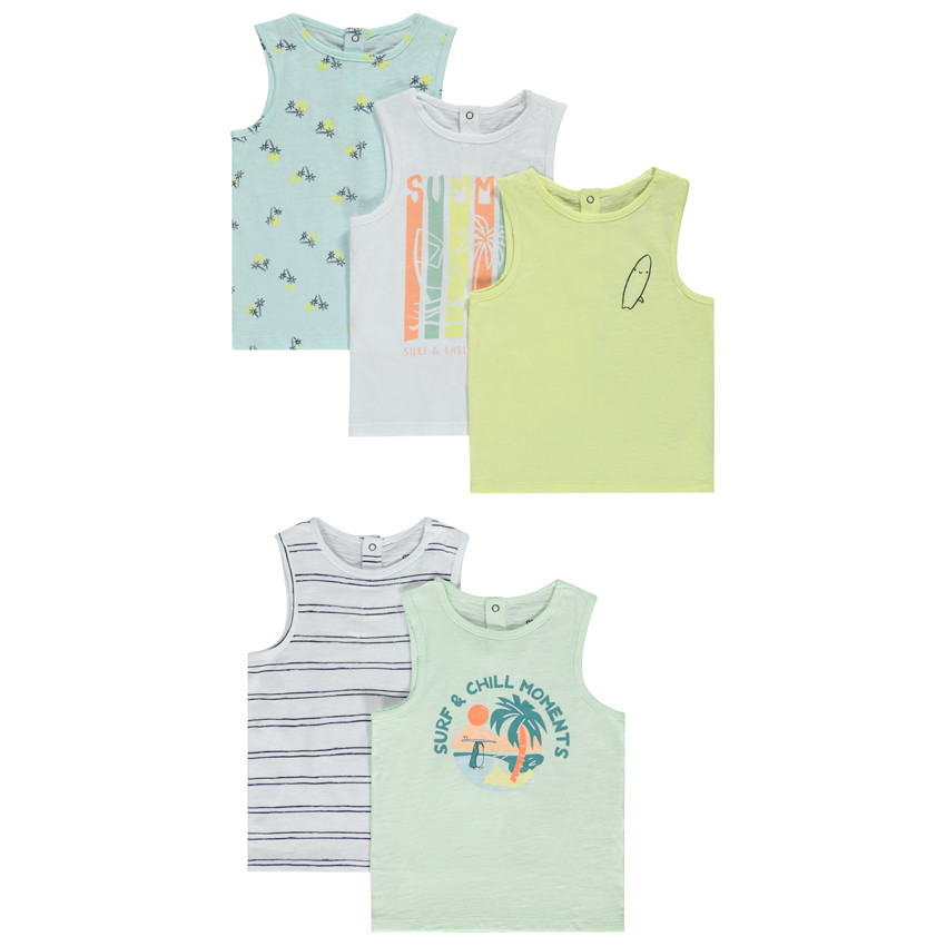 Set van 5 fantasiedebardeur in jersey slub voor babyjongen 