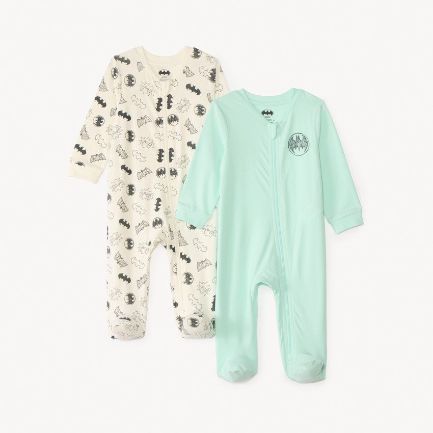 Set van 2 lange mouwen Batman Warner rompers voor babyjongens 