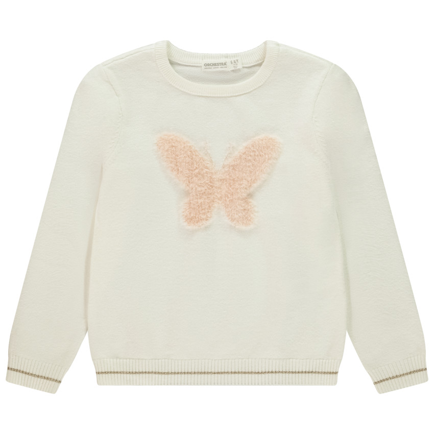 Pull en tricot motif papillon fantaisie pour fille 