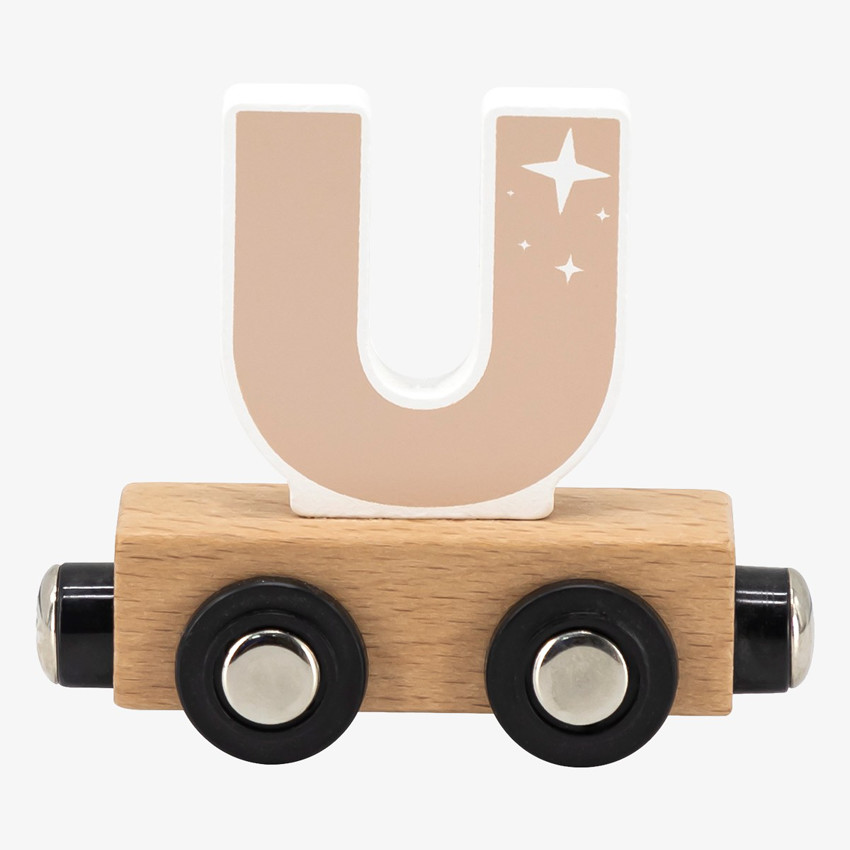 Lettre "U" en bois pour train coloré 