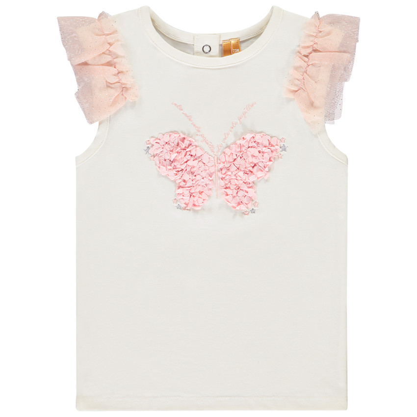 T-shirt met korte mouwen en 3D bloemvorm patch voor meisjes 