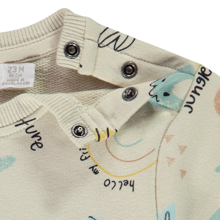 Ensemble en molleton sweat imprimé jungle + jogging uni pour bébé garçon 